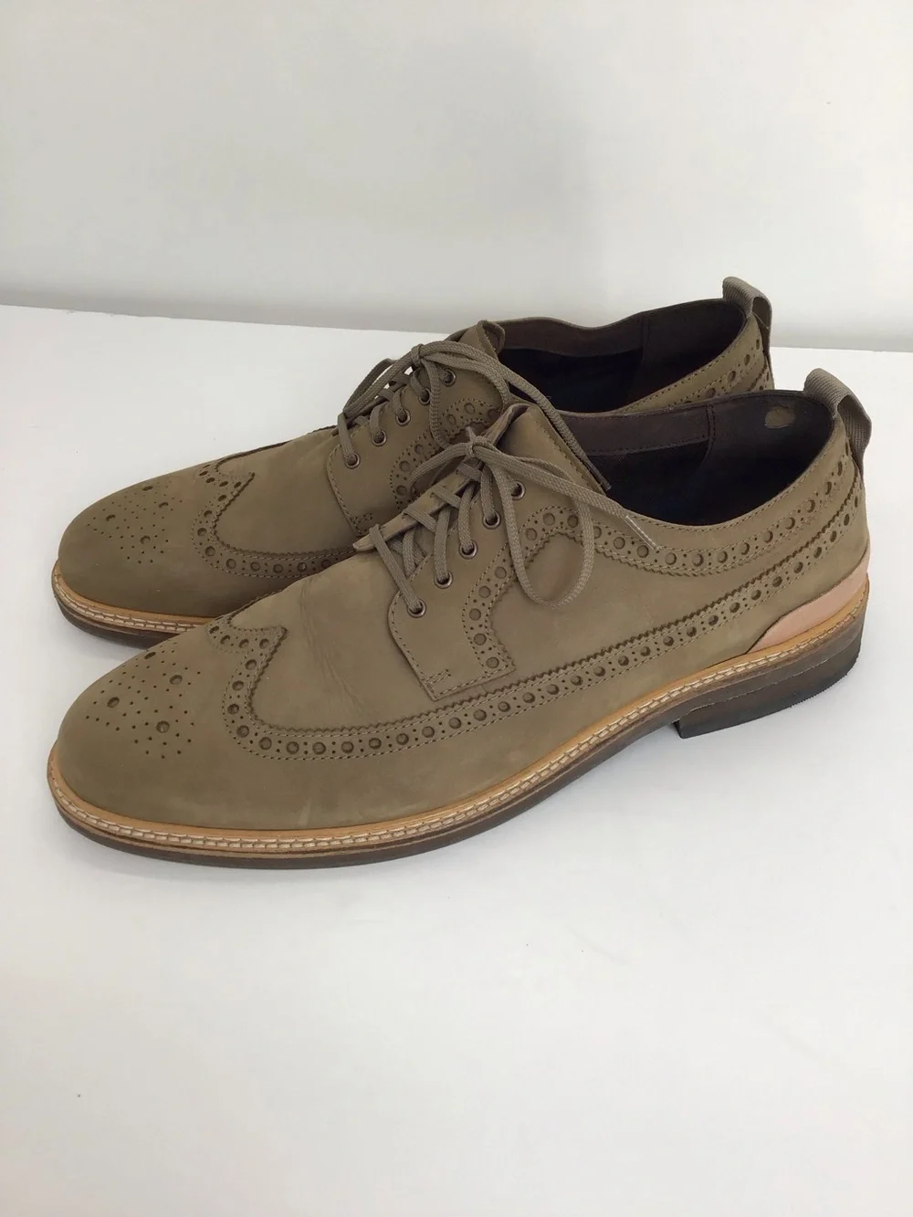 Cole Haan Men’s Davidson Riverstone Grand Wingtip Oxford Leather Taupe Size 12